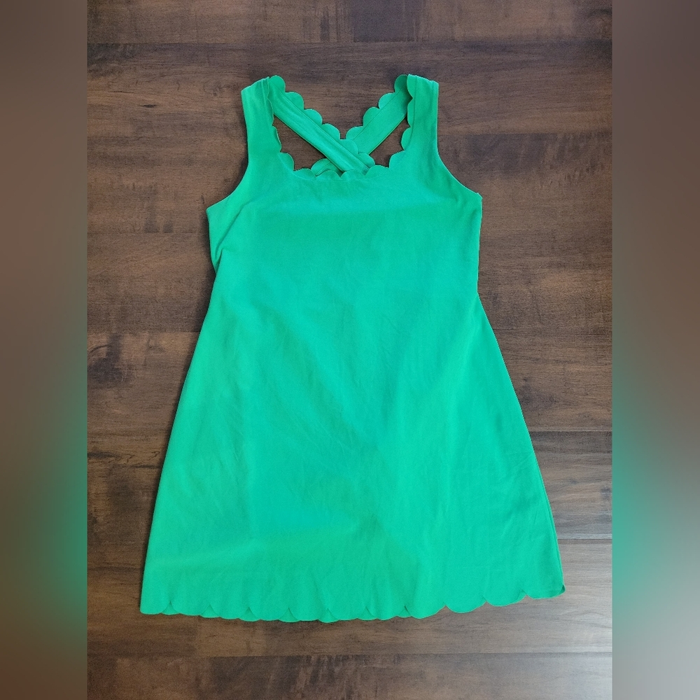 J. Crew Bright Green Scallop-Trim Athletic Dress - M